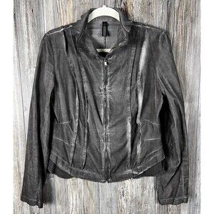 Inizio Corduroy Jacket Womens XL Gray Full Zip Cotton Grunge Edgy Minimalist